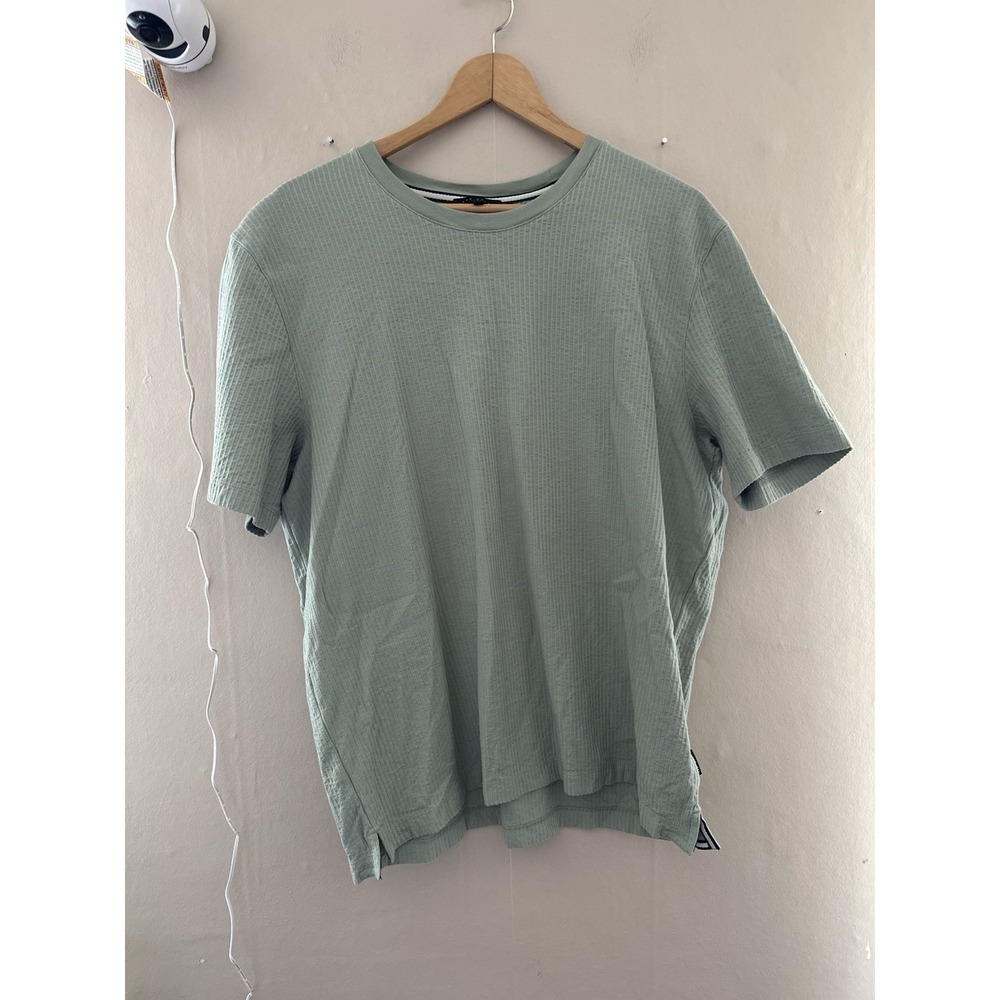 Ted Baker London Mens Ribbed Knit Short Sleeve T Shirt Size 5 (XL) Green Boxy